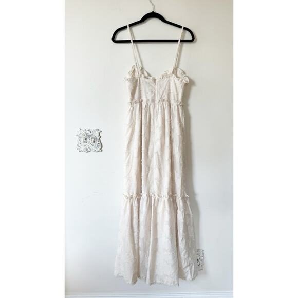 New Lulu’s Cream Charm and Charisma Floral Burnout Tiered Midi Dress XS - Picture 8 of 11